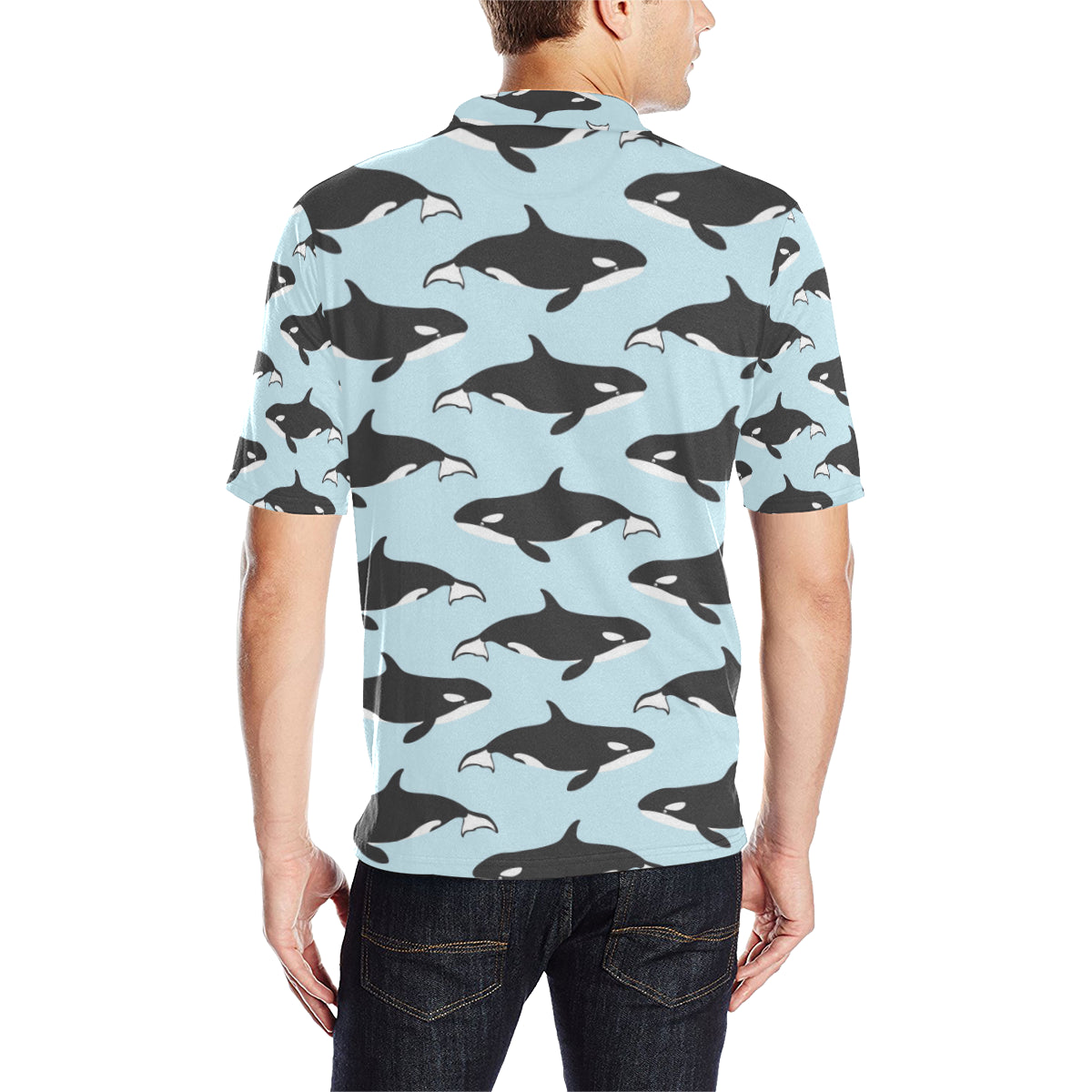 Killer Whale Pattern Print Design 01 Men Polo Shirt