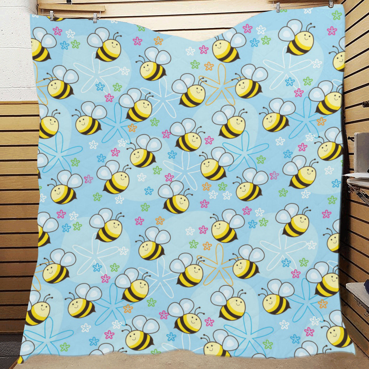 Bee Pattern Print Design BEE03 Premium Quilt