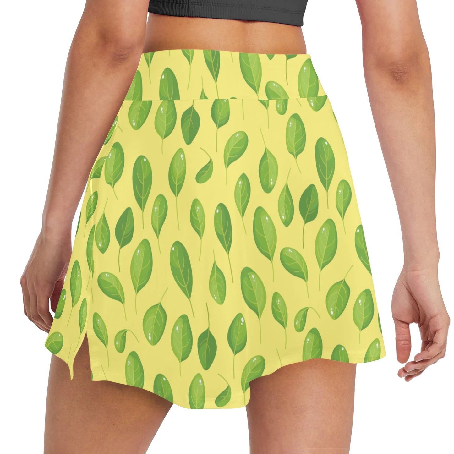 Spinach Print Design LKS302 17" Golf & Pickleball Skort with Pockets