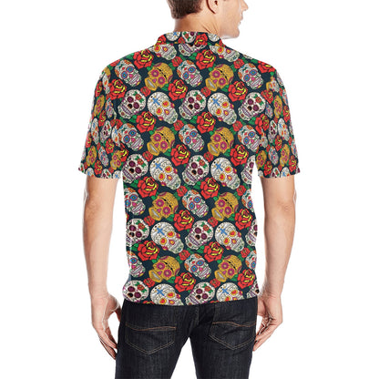 Sugar Skull Print Design LKS306 Men Polo Shirt