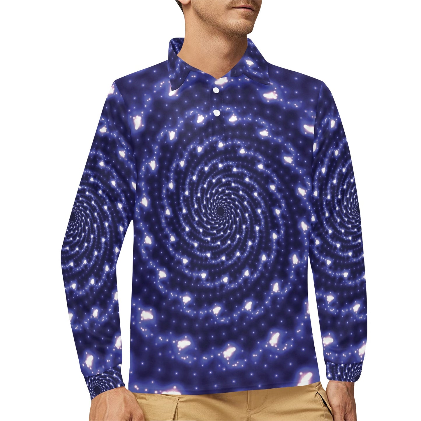 Vortex Print Design LKS305 Long Sleeve Polo Shirt For Men's