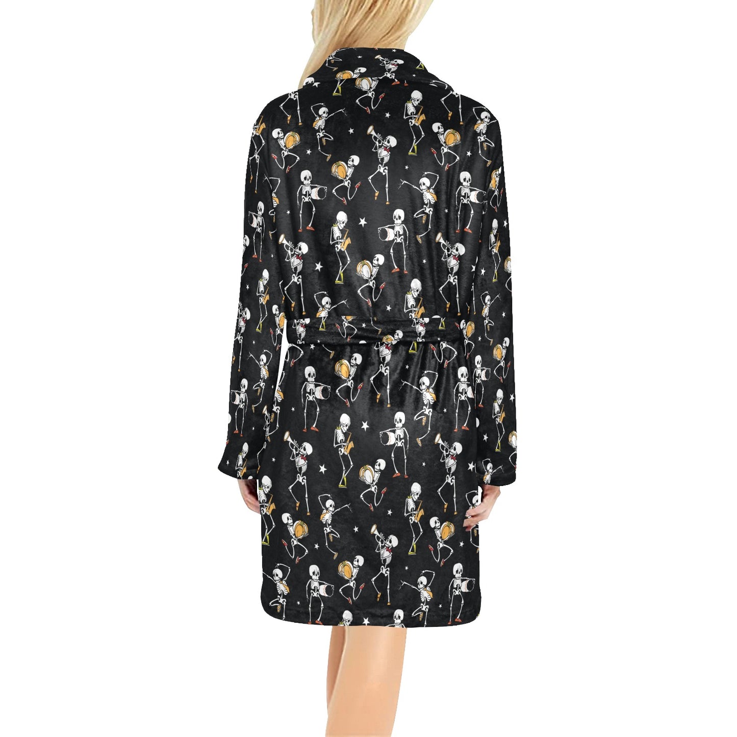 Skeleton Dance Print Women's Fleece Robe