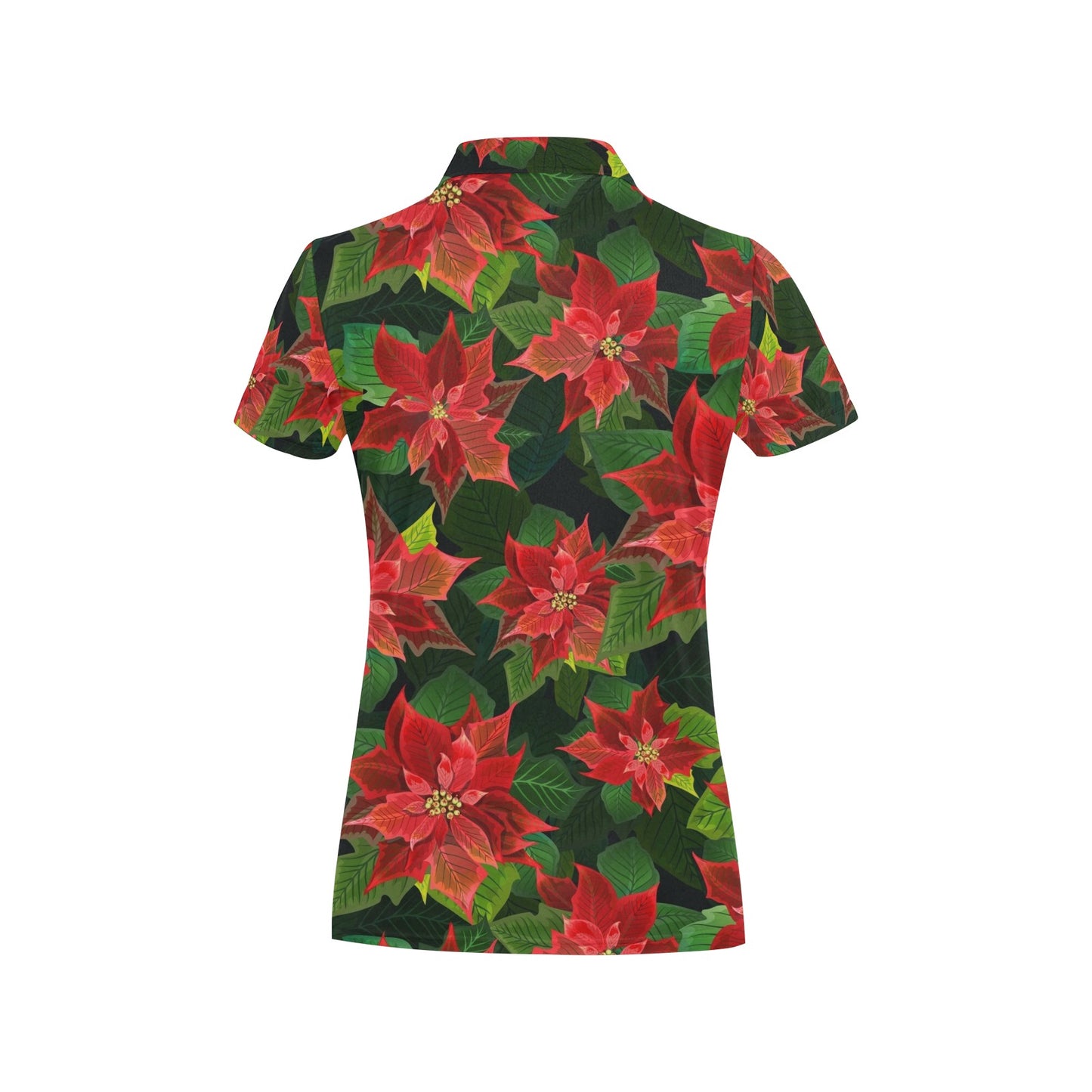Poinsettia Pattern Print Design POT04 Women's Polo Shirt