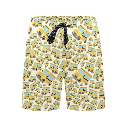 School Bus Print Design LKS301 Men's Swim Trunks Beach Shorts
