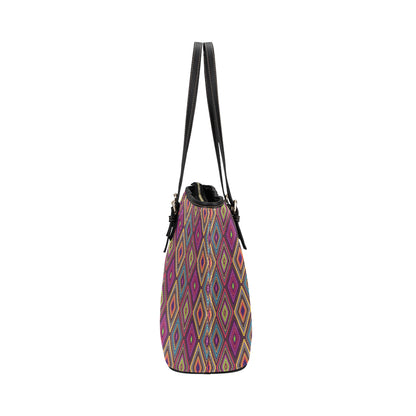 Southwestern Print Leather Tote Bag