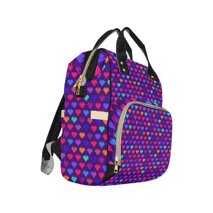 Heart Pixel Pattern Print Design HE03 Diaper Bag Backpack
