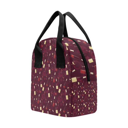 Wine Themed Pattern Print Insulated Lunch Bag