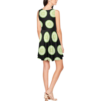 Cucumber Pattern Print Design CC02 Sleeveless Dress
