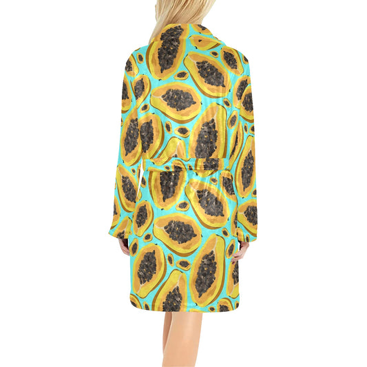 Papaya Pattern Print Design PP03 Women's Fleece Robe