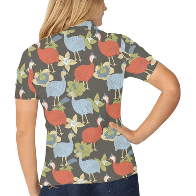 Guinea Fowl Pattern Print Design 02 Women's Polo Shirt