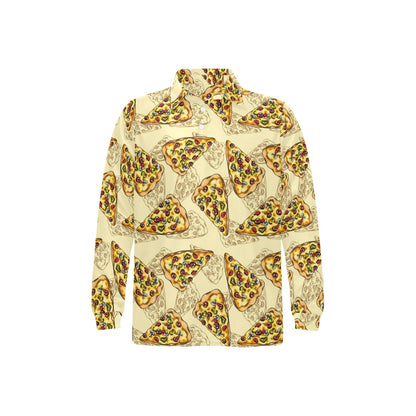 Pizza Pattern Print Design A01 Long Sleeve Polo Shirt For Men's
