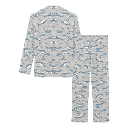 Narwhal Pattern Print Women's Long Pajama Set