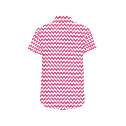 Chevron Print Design LKS402 Men Short Sleeve Button Up Shirt