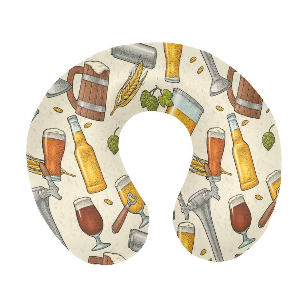 Beer Pattern Print Design 05 U-Shaped Travel Neck Pillow