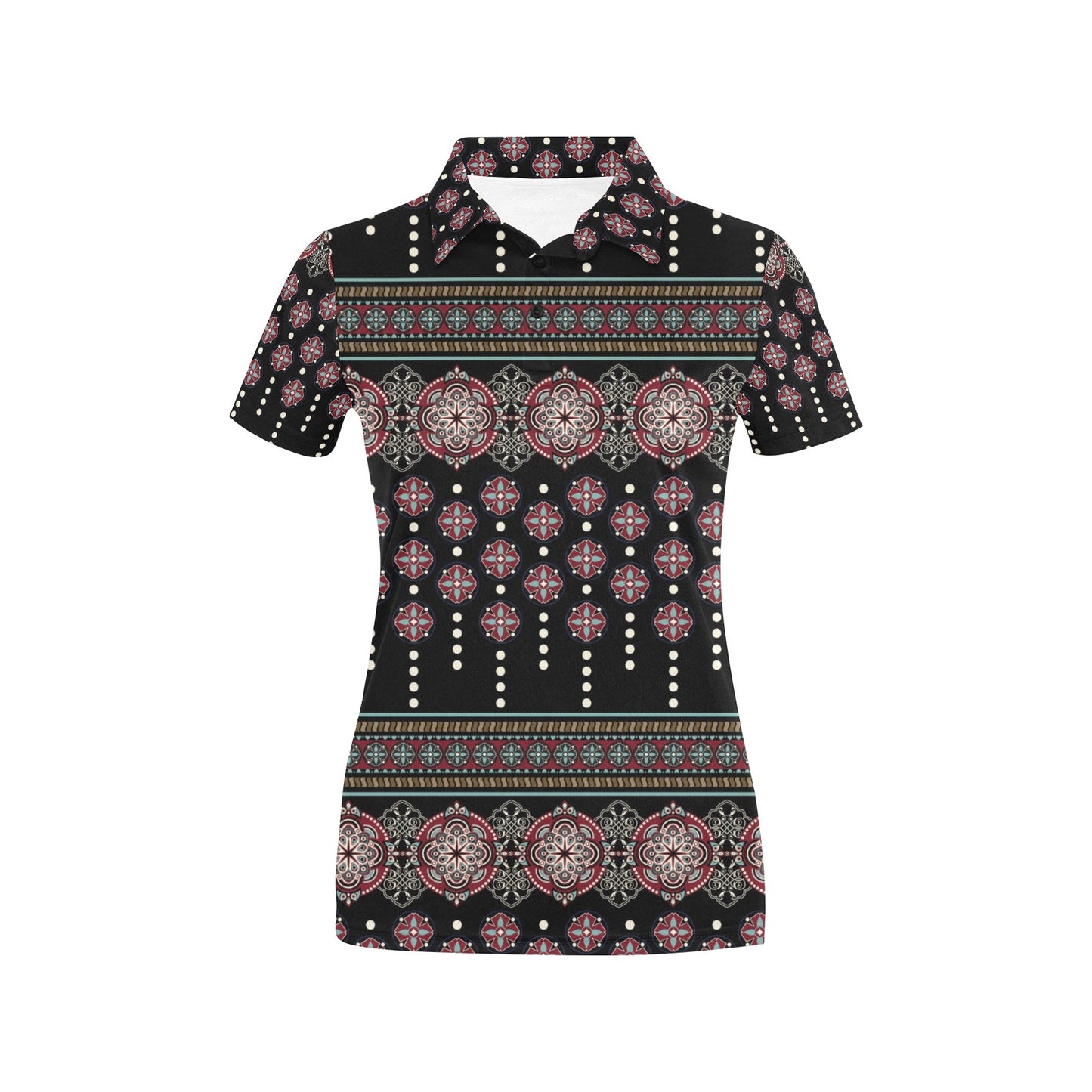 Ethnic Dot Style Print Pattern Women's Polo Shirt