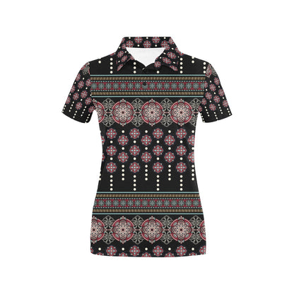 Ethnic Dot Style Print Pattern Women's Polo Shirt