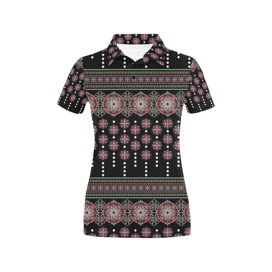 Ethnic Dot Style Print Pattern Women's Polo Shirt