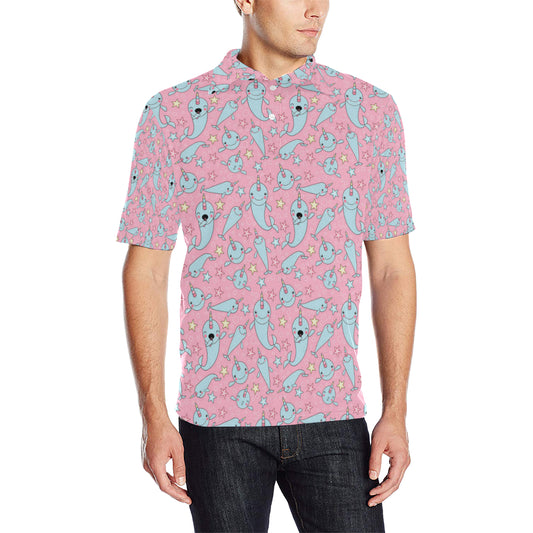 Narwhal Cartoon Cute Print Men Polo Shirt