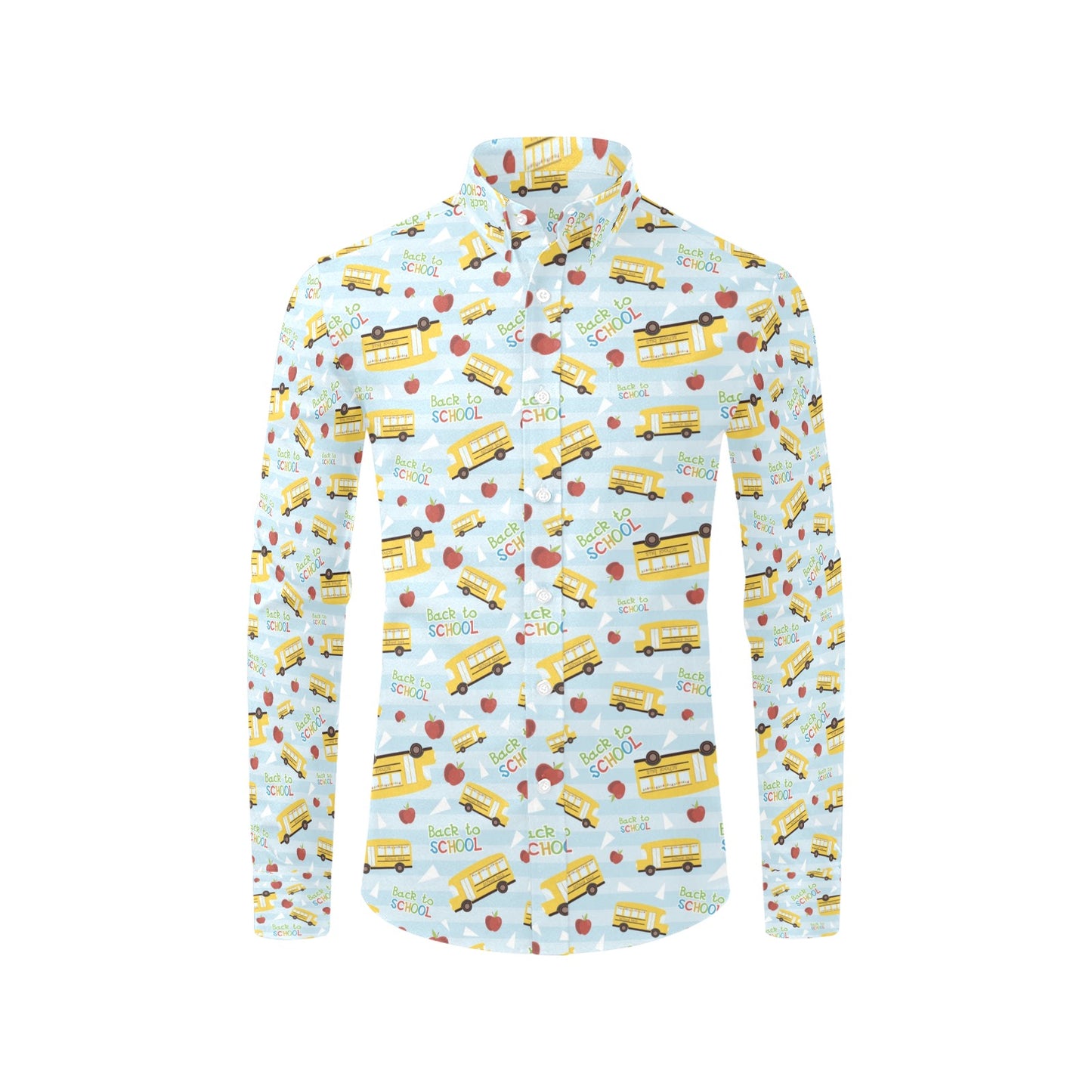 School Bus Back To School Print Design LKS303 Men's Long Sleeve Dress Shirt