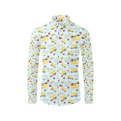 School Bus Back To School Print Design LKS303 Men's Long Sleeve Dress Shirt
