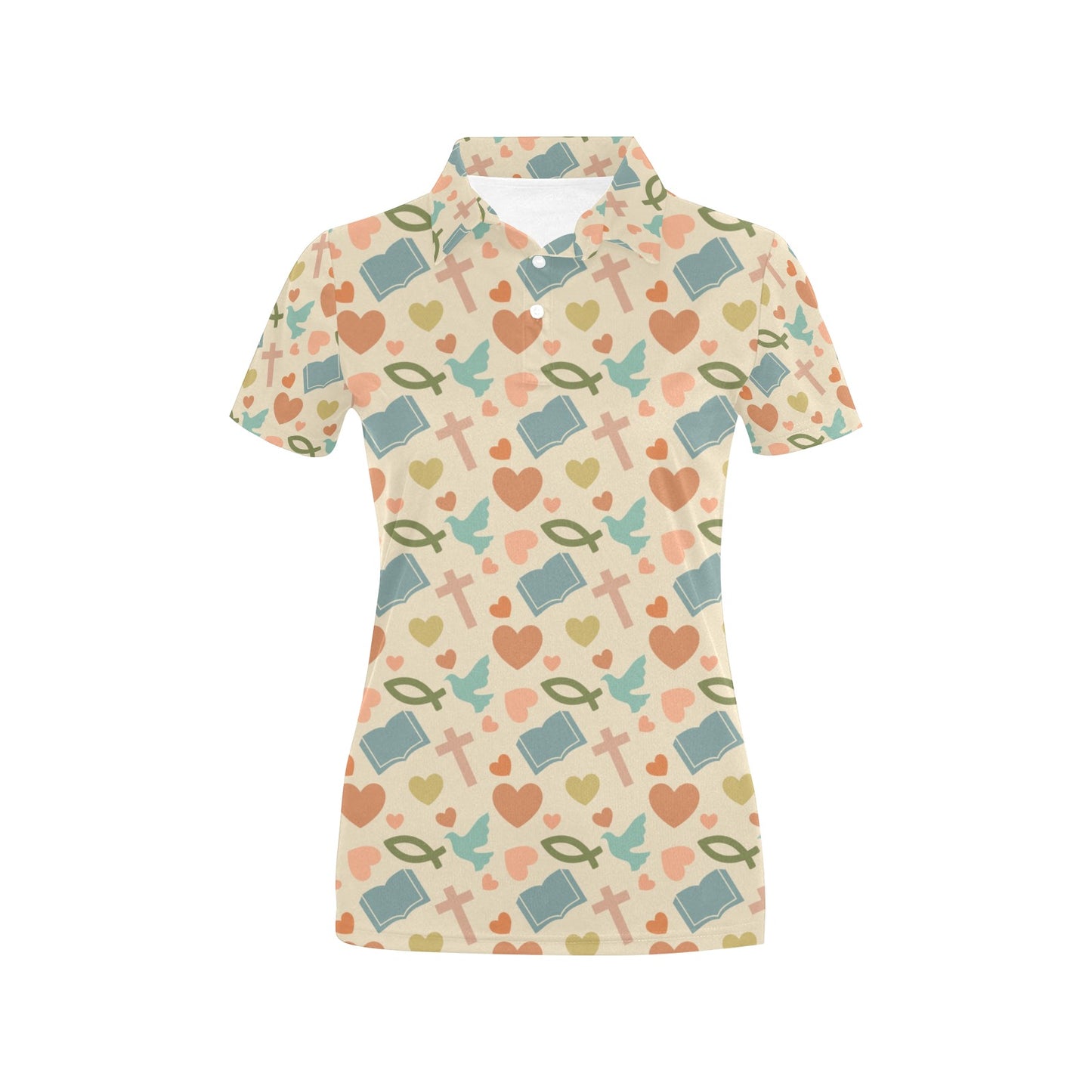 Christian Symbol Pattern Women's Polo Shirt