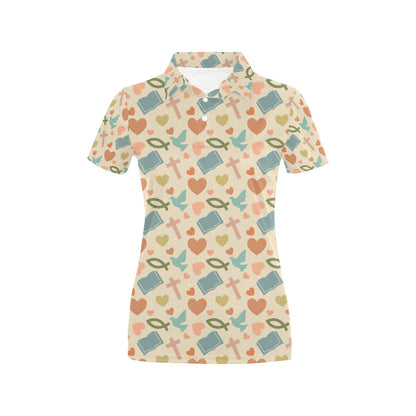 Christian Symbol Pattern Women's Polo Shirt