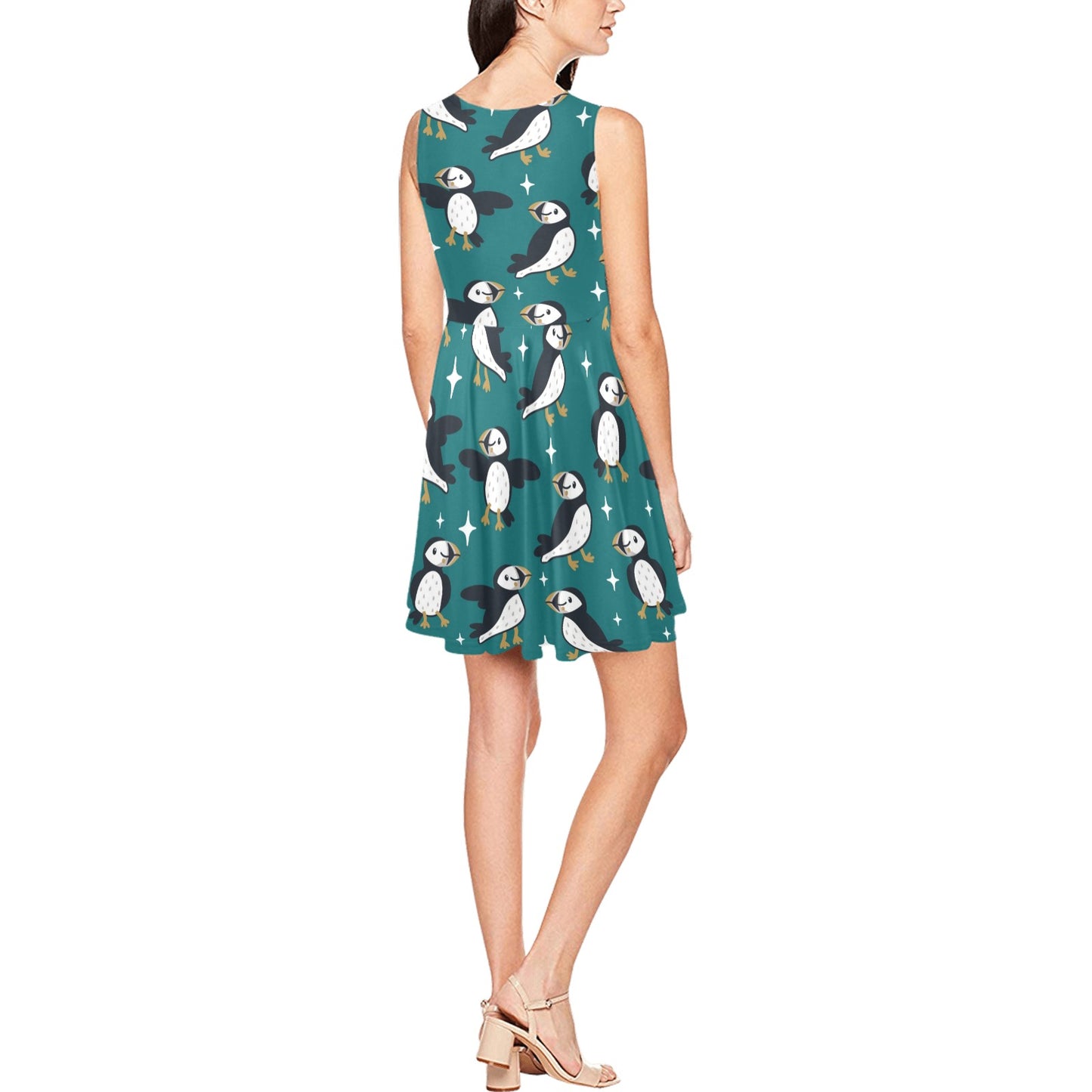 Puffin Pattern Print Design A05 Sleeveless Dress