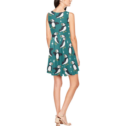 Puffin Pattern Print Design A05 Sleeveless Dress