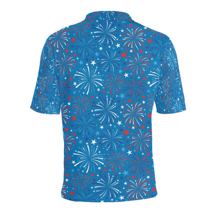 Firework Celebration Print Design LKS304 Men Polo Shirt