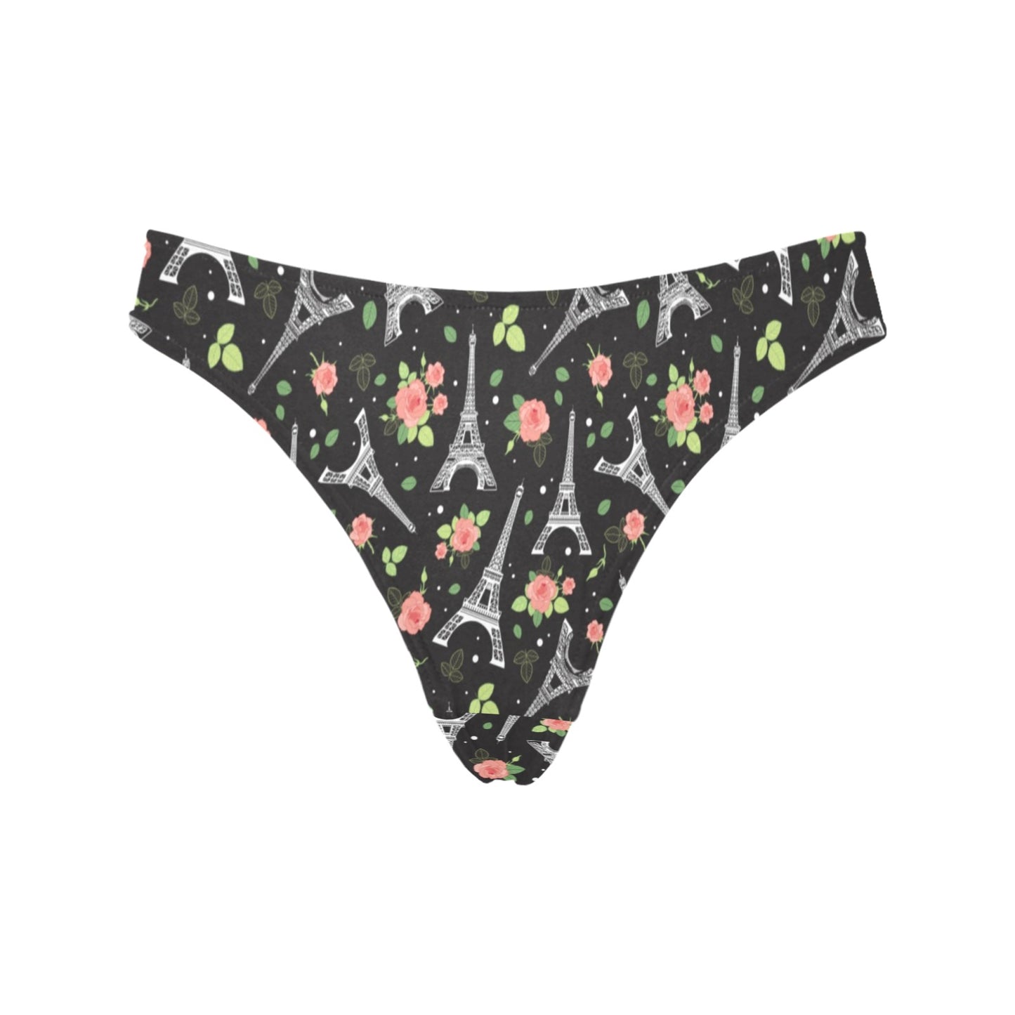 Eiffel Tower Rose Print Women's Thongs