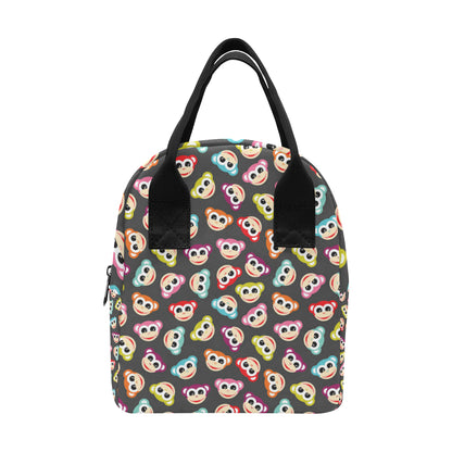 Monkey Head Design Themed Print Insulated Lunch Bag