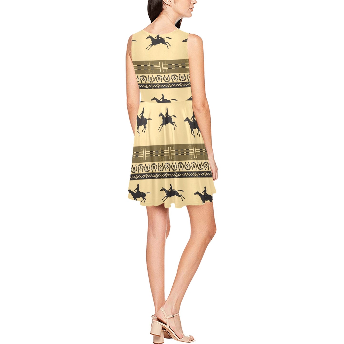 Horse Pattern Prnt Sleeveless Dress