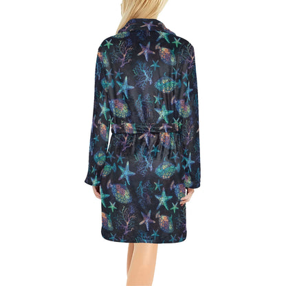 Starfish Pattern Print Design 01 Women's Fleece Robe