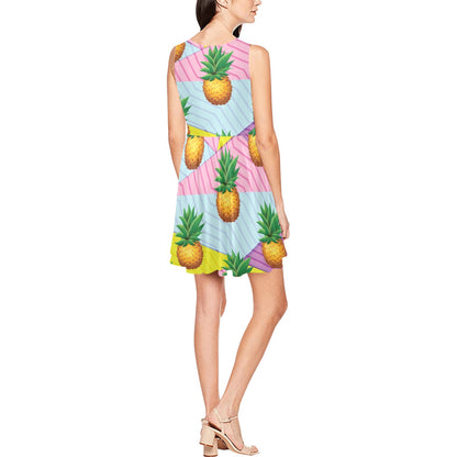 Pineapple Pattern Print Design PP05 Sleeveless Dress