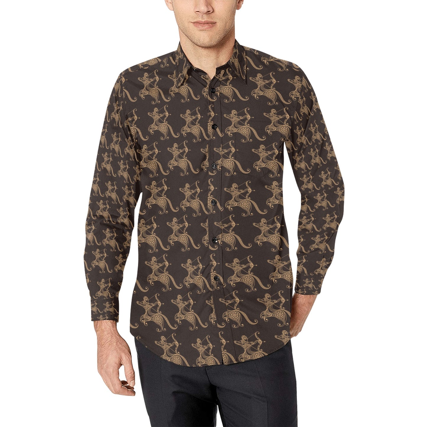 Sagittarius Print Design LKS301 Men's Long Sleeve Dress Shirt