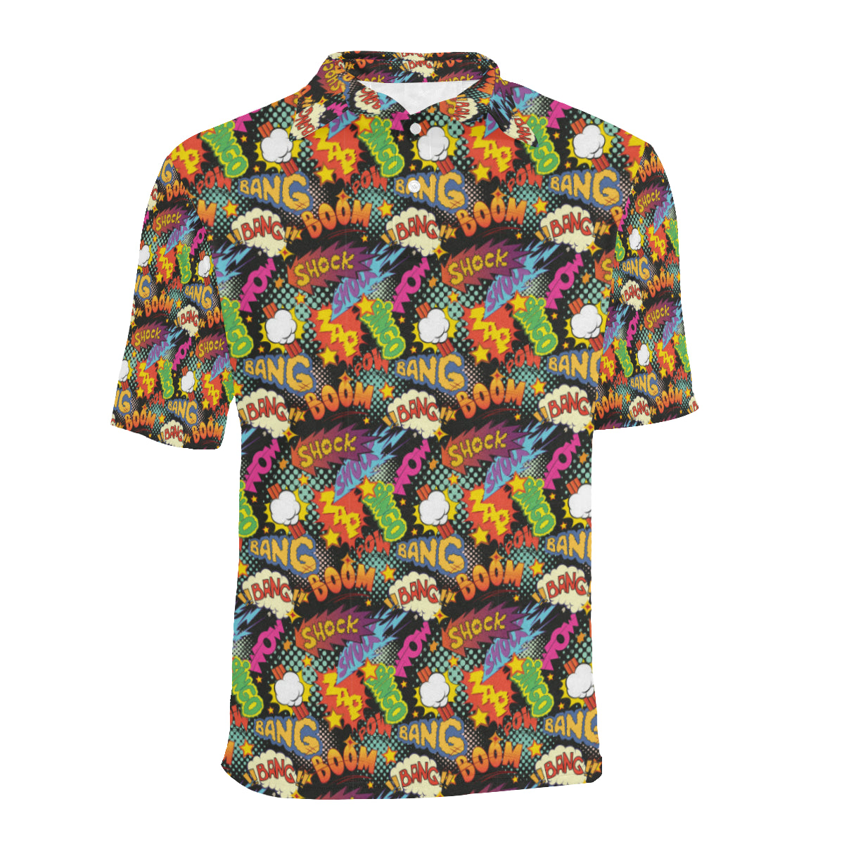 Comic Book Pattern Print Design 01 Men Polo Shirt