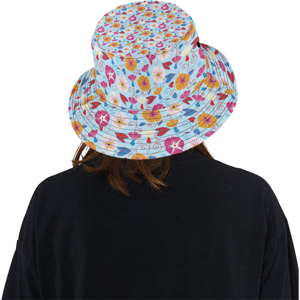 Morning Glory Pattern Print Design MG06 Unisex Bucket Hat