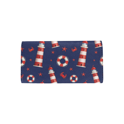 Nautical Pattern Print Design A03 Women's Trifold Wallet