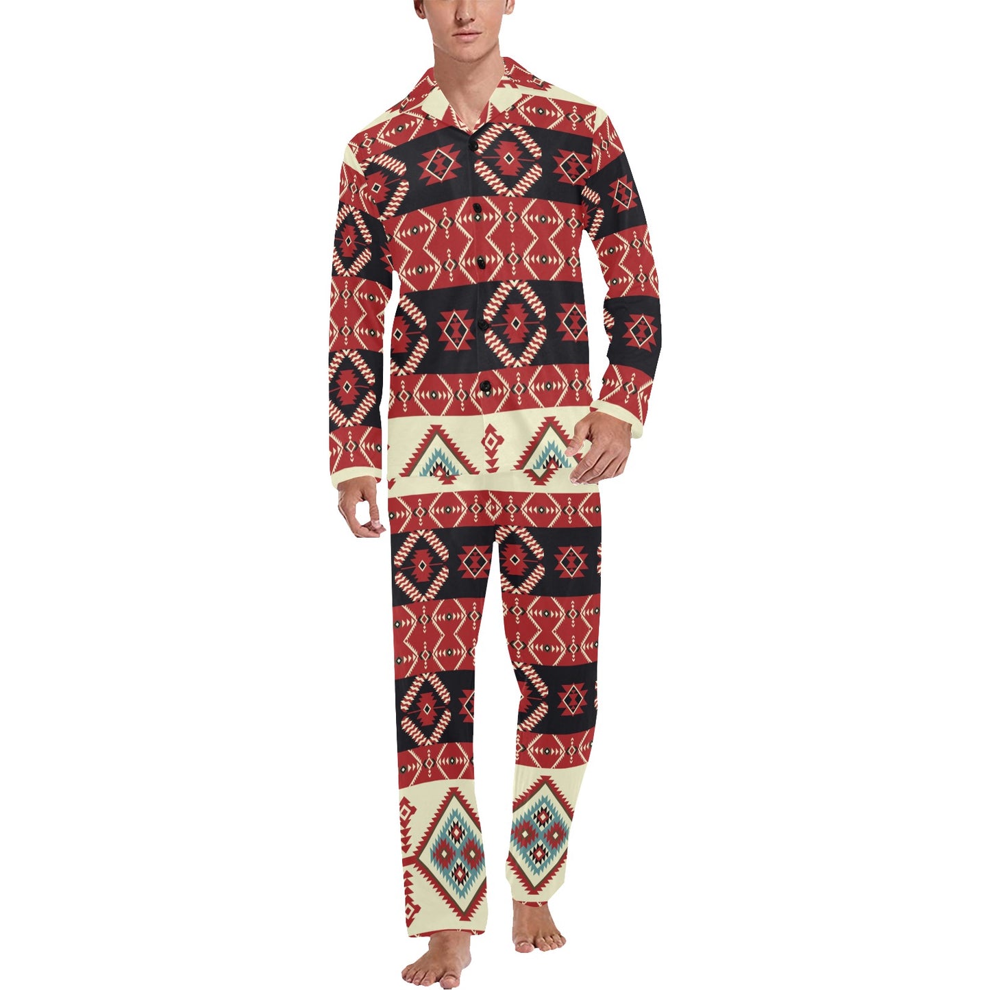 Navajo Pattern Print Design A05 Men's Long Pajama Set