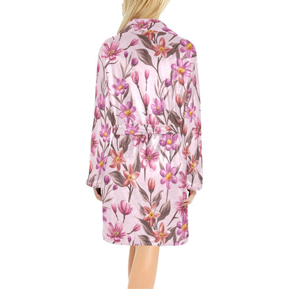 Summer Floral Pattern Print Design SF09 Women's Fleece Robe