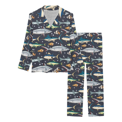Swordfish Pattern Print Design 04 Women's Long Pajama Set