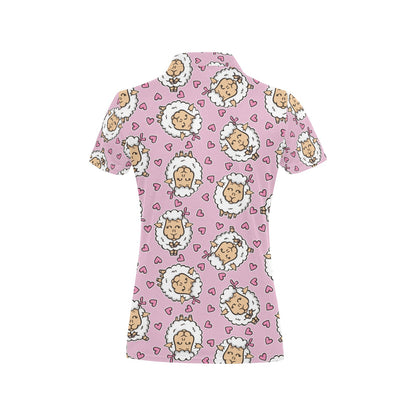 Sheep Cute Pattern Print Design 01 Women's Polo Shirt