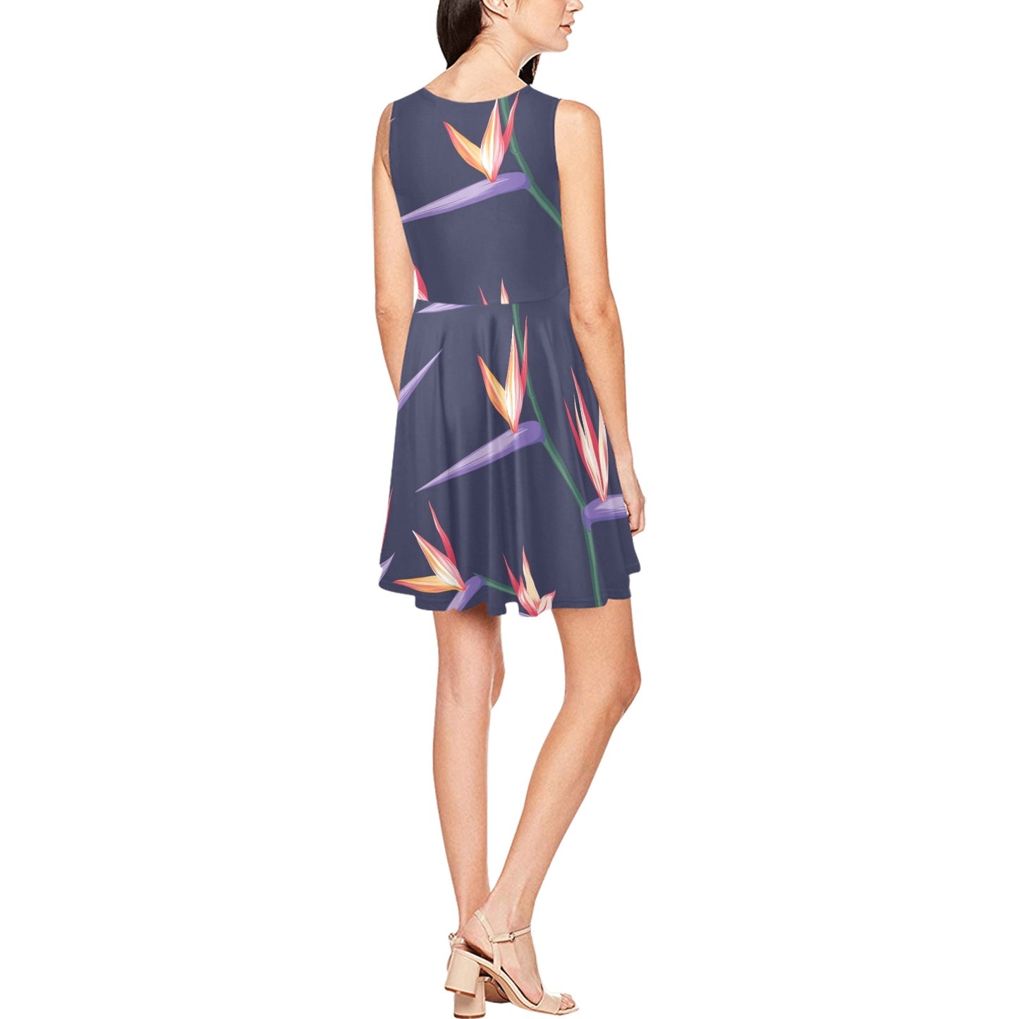 Bird Of Paradise Pattern Print Design BOP015 Sleeveless Dress