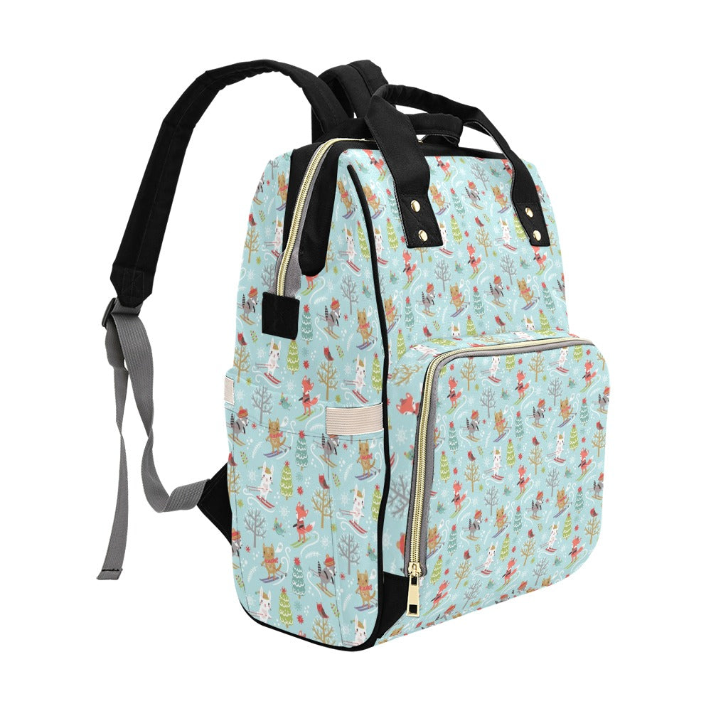 Ski Fox Cute Print Design LKS303 Diaper Bag Backpack