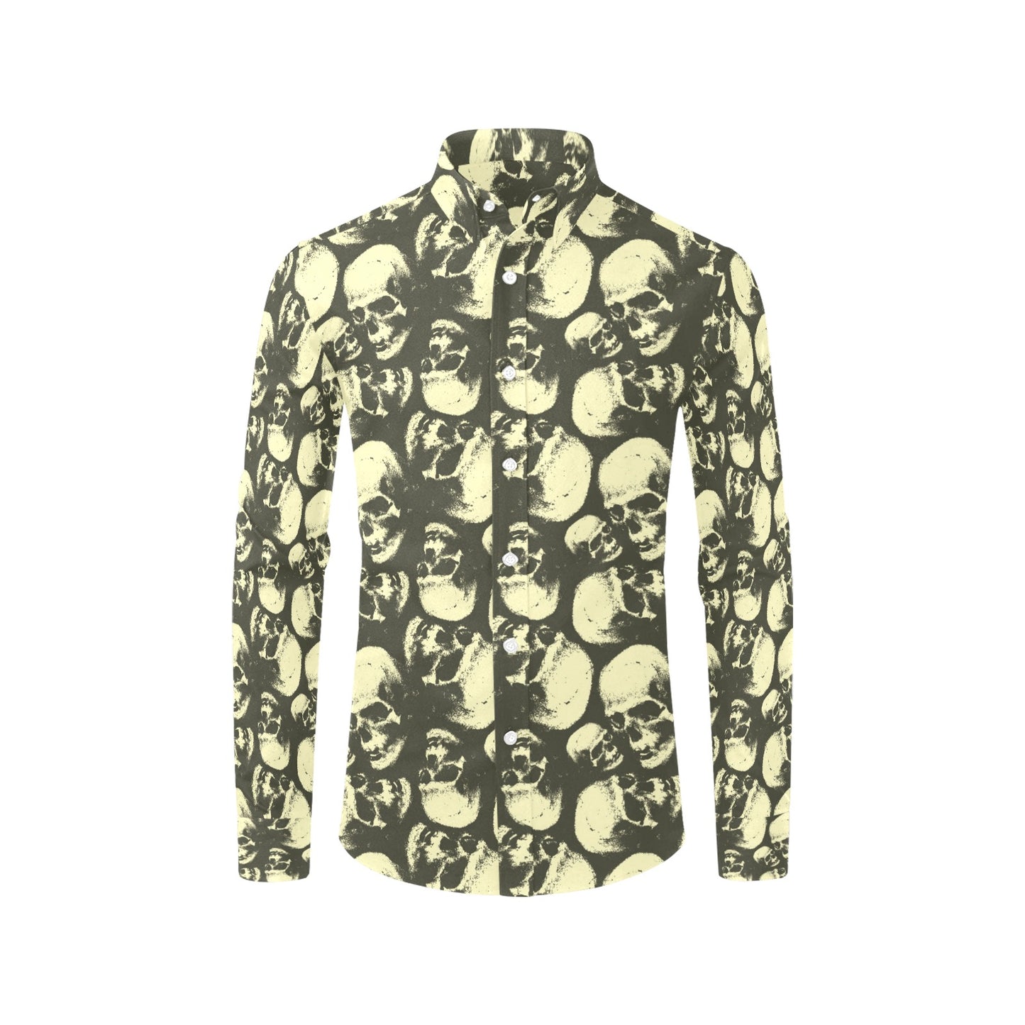 Skull Print Design LKS302 Men's Long Sleeve Dress Shirt