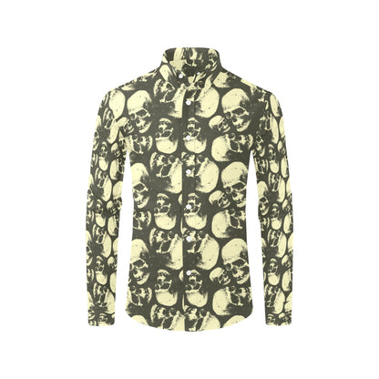 Skull Print Design LKS302 Men's Long Sleeve Dress Shirt