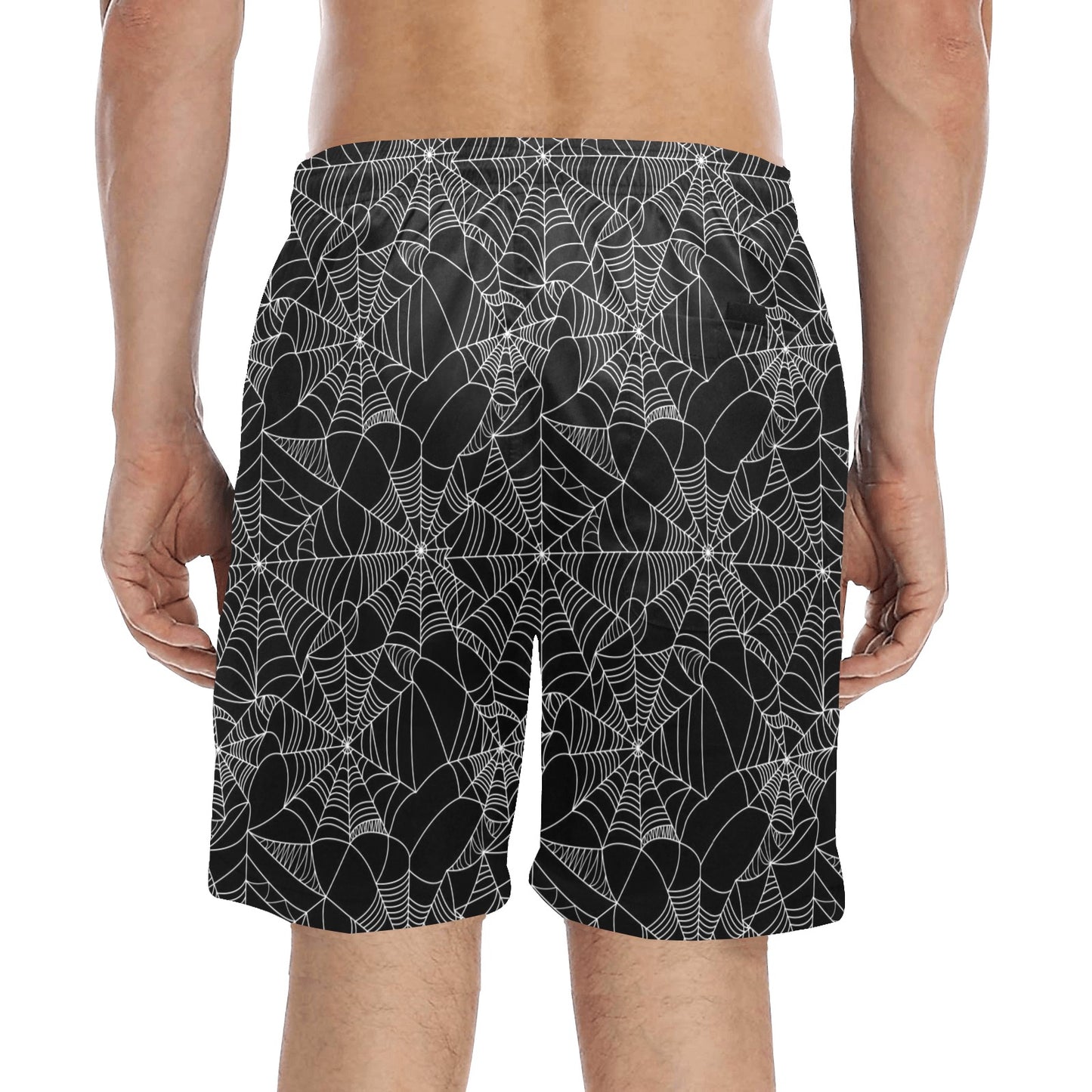 Spider Web Print Design LKS301 Men's Swim Trunks Beach Shorts