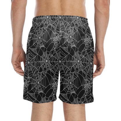 Spider Web Print Design LKS301 Men's Swim Trunks Beach Shorts