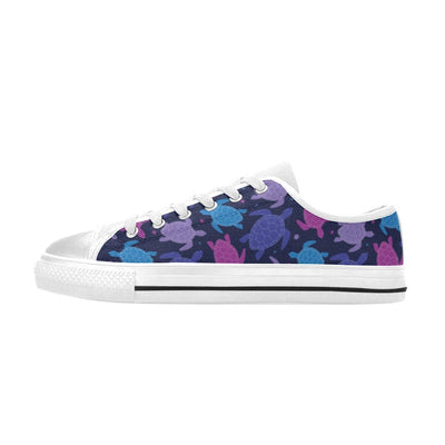 Sea Turtle Print Design LKS309 Women's White Low Top Shoes