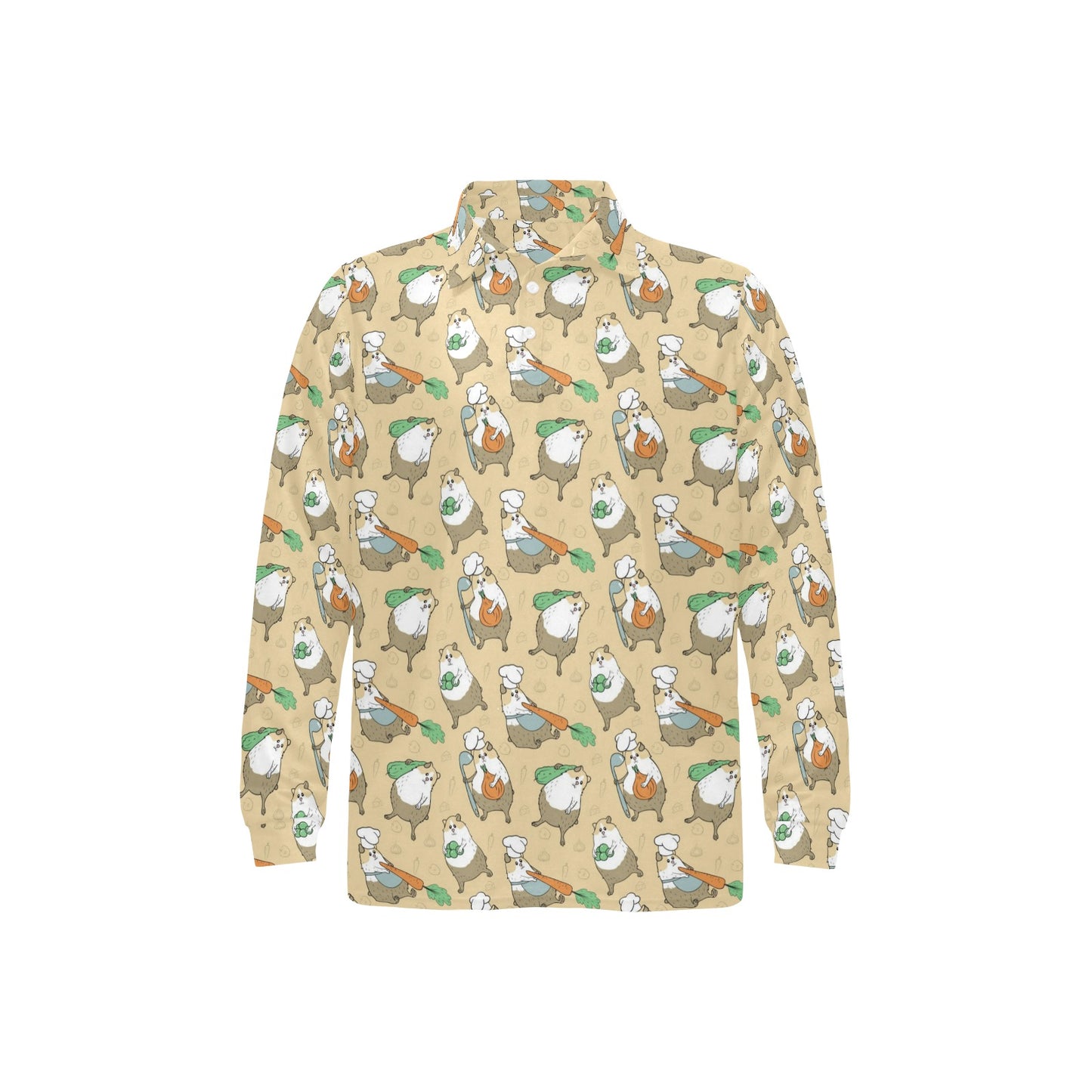 Guinea Pig Print Design LKS401 Long Sleeve Polo Shirt For Men's